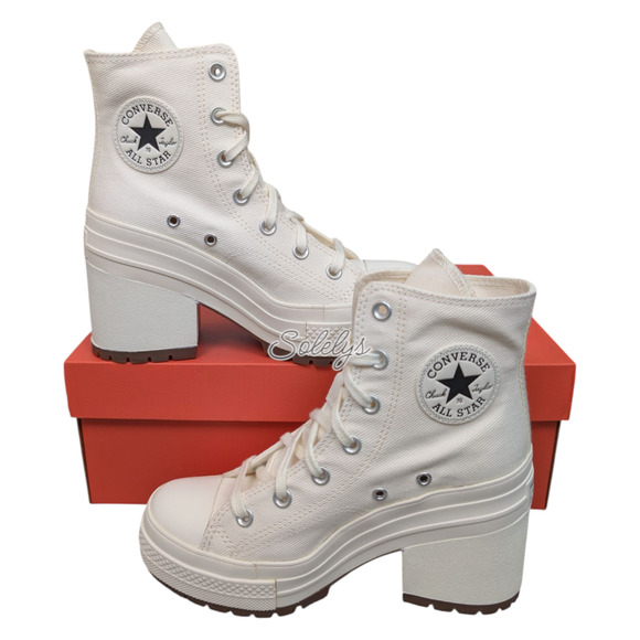 Converse Chuck 70 De Luxe Heel Platform Egret White Sneaker Boot Womens 9.5 NEW - Picture 1 of 10